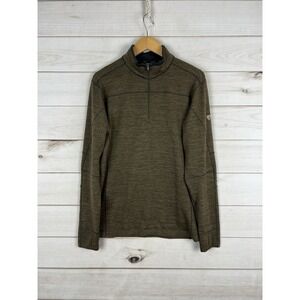 Kuhl‎ Sweater Mens M Brown Ryzer 1/4 Quarter Zip Athletic Performance Pullover